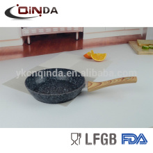 Forged aluminum granite stone coating frying pan with wooden handle